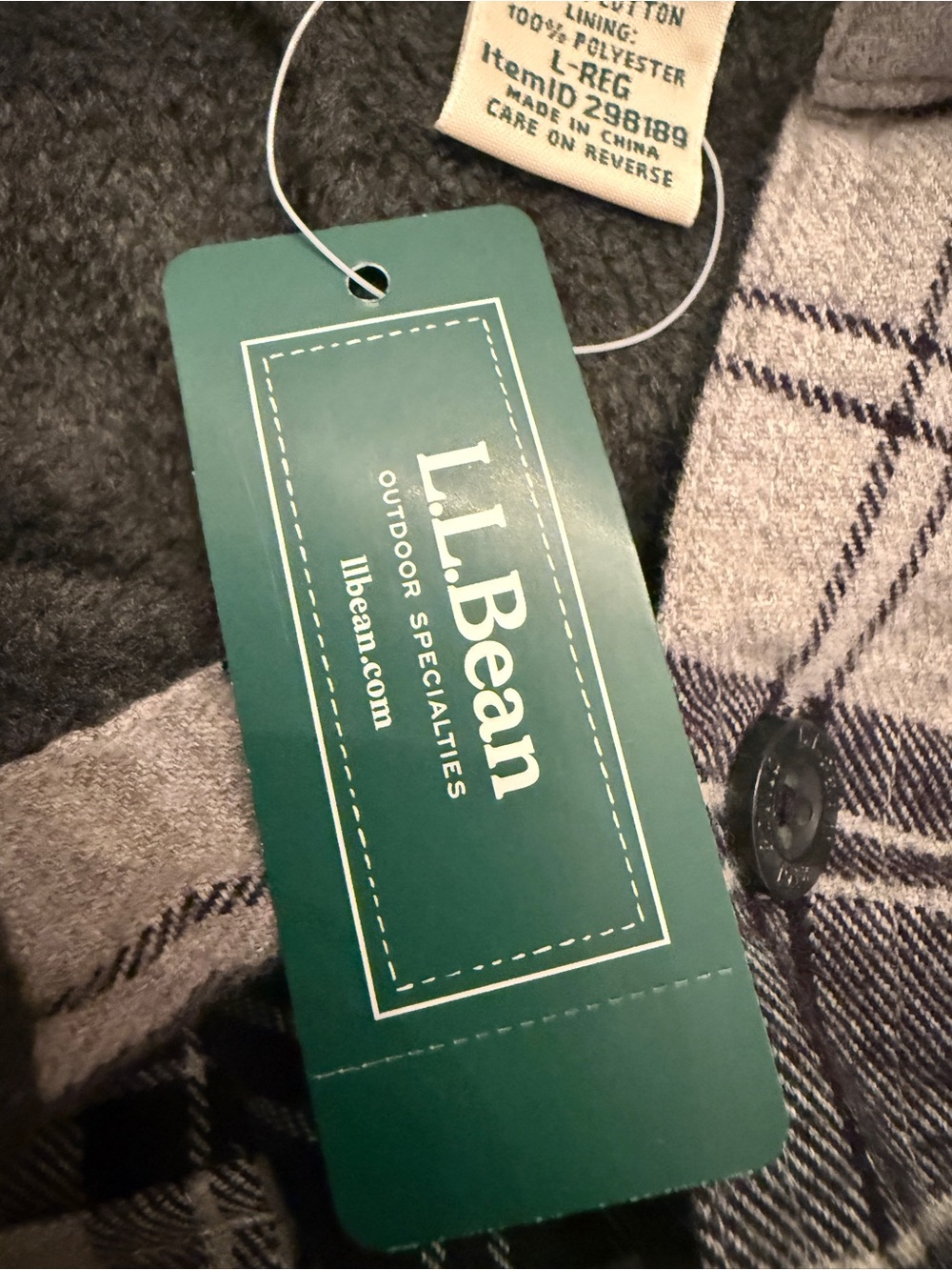 L.L.Bean Men’s Large Fleece Lined Flannel Plaid Shirt Jacket Shacket NWT - Picture 7 of 10